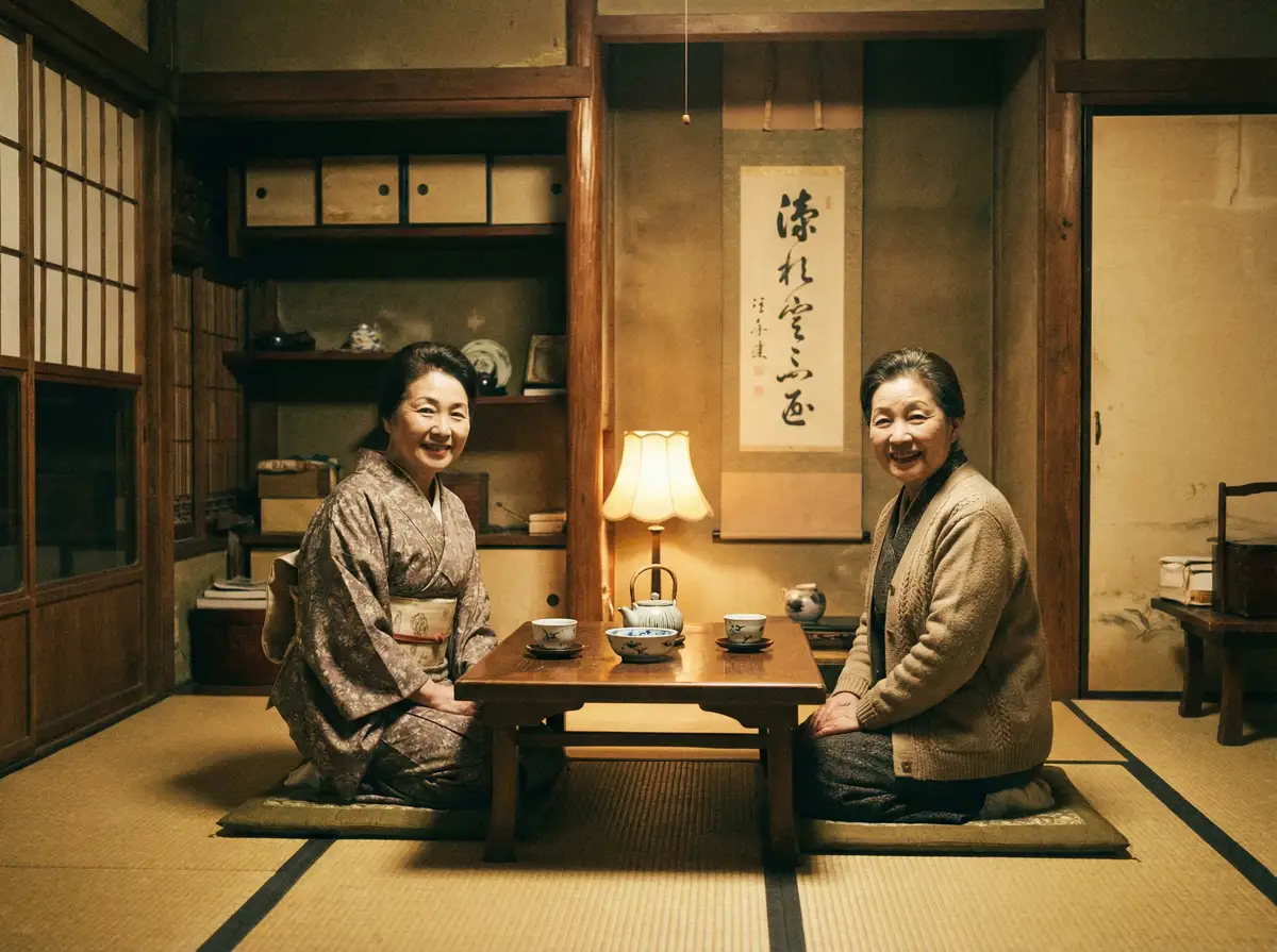 两位优雅的 小正太::精品小正太最新入口~小正太在线观看 在日式茶室中品茶交谈